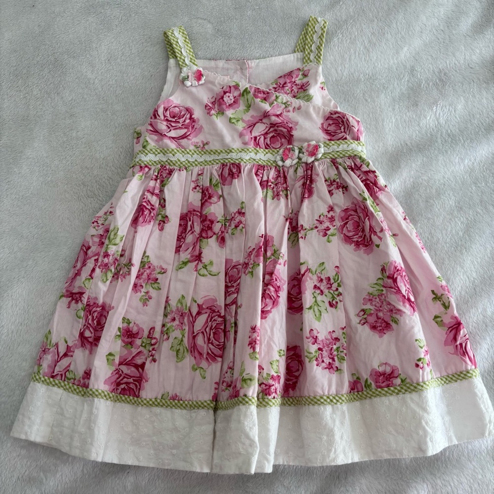 Toddler Girls White and Pink Ruffled Tiered Sundress 18M